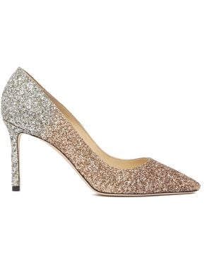 Jimmy Choo Rose Goat Heel Shoes - Metallic