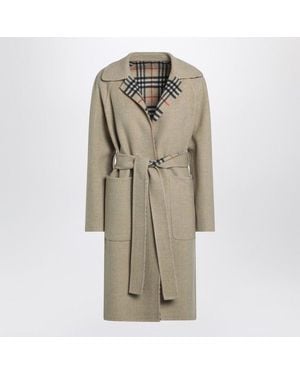 Burberry Sand Reversible Wool Coat - Natural