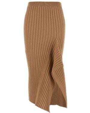 Stella McCartney Cotton Ribbed Skirt - Brown