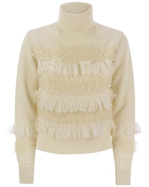 Vanisé Wool And Cashmere Blend Turtleneck Sweater - Natural
