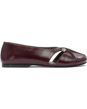 フラットシューズ Alohas Ravena Rift Burgundy Leather Ballet Flats Alohas Ravena Rift Burgundy Leather Ballet Flats