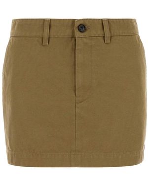 Balenciaga Khaki Denim Mini Skirt - Green