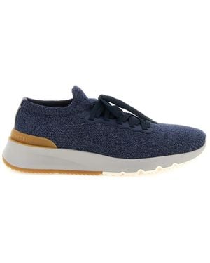 Brunello Cucinelli Jacquard Knit Trainers - Blue