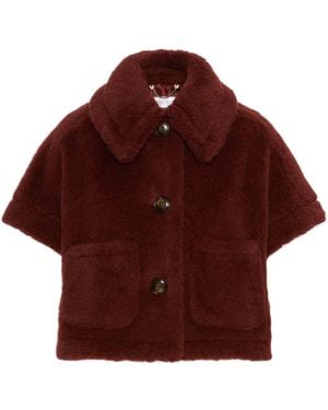 Max Mara Newterzo Boxy Teddy Cape - Red