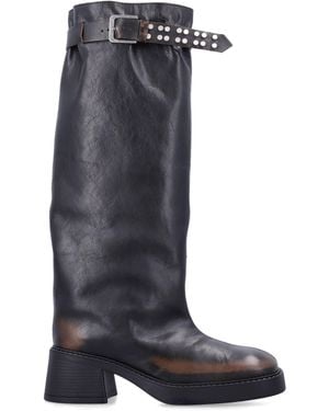 Miista Kristel Leather Boots - Blue