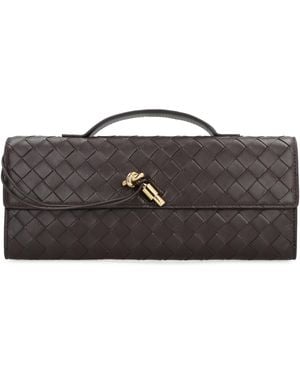 Bottega Veneta Andiamo Intrecciato Leather Clutch - Black