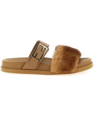 Fendi Feel' Slides - Brown