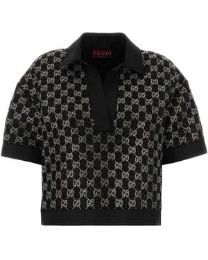 Gucci Tweed Lamé Top Viscose Blouses - Black