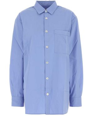 Tekla Cerulean Poplin Oversize Pyjama Shirt - Blue