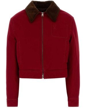 Ami Paris Zippeddecoeurjacketwithvelvetcollar - Red