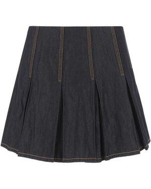 Bottega Veneta Dark Denim Mini Skirt - Black