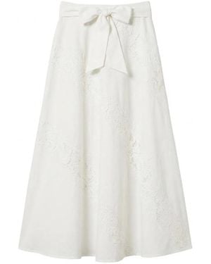 Twinset Lace Panel Bow Skirt - White