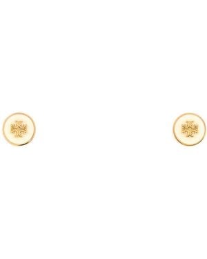 Tory Burch Icon Enamel Stud Earrings - White