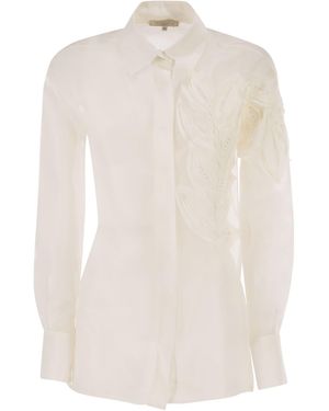 Antonelli Silk Shirt With Floral Appliqué - White