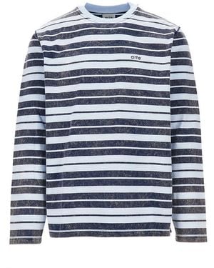 ARTEFACT Cotton T-Shirt With Striped Motif - Blue