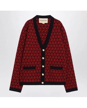 Valentino Cardigan With Toute La V Pattern - Red