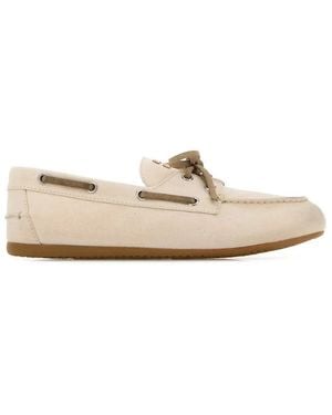 Miu Miu Ivory Canvas Loafers - White