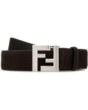 Fendi Dark Suede Belt - White