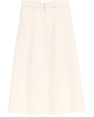 Ami Paris Cream Cotton Long Skirt - Natural