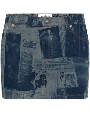 Jean Paul Gaultier Printed Mini Skirt - Blue
