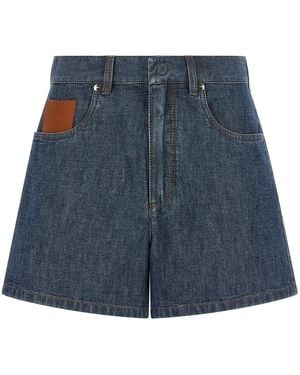 Fendi Chambray Denim Shorts - Blue