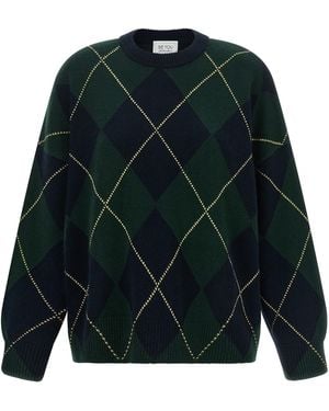 Be You Be You Diamond-Shaped Crew Neck Jumper - Blue