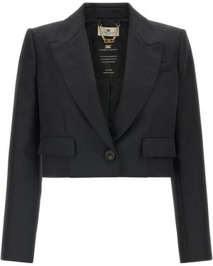 Elisabetta Franchi Cropped Blazer - Black