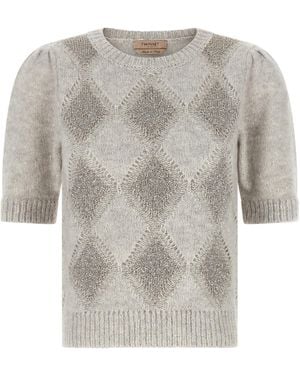 Twinset Twin Set Sequin Diamond Jumper - Grey