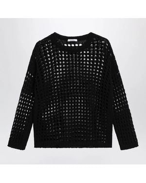 Max Mara Cotton Mesh Long-Sleeve Sweater - Black