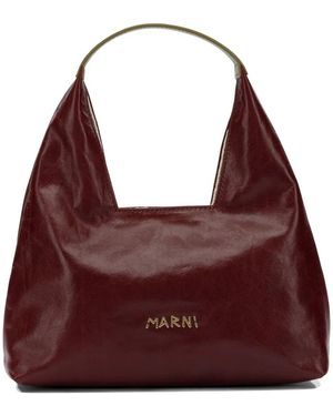 Marni Bordeaux Leather Shoulder Bag - Purple