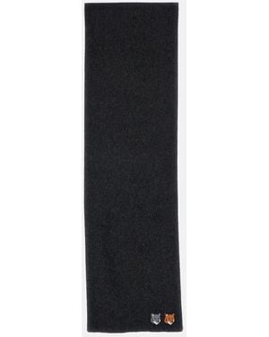 Maison Kitsuné Double Fox Head Mini Scarf - Black
