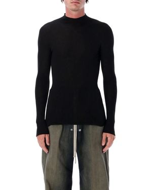 Rick Owens Ribbed Lupetto Wool Turtleneck Jumper - Blue