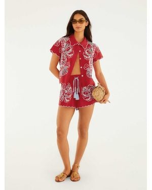 FARM Rio Shorts With Embroidery - Red