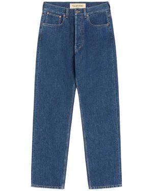 Valentino Garavani Denim Trousers With Vgold - Blue