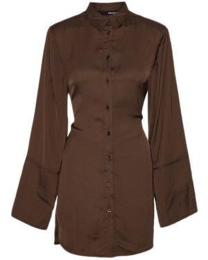ROTATE BIRGER CHRISTENSEN Shirt Dress With Satin Tie - Brown