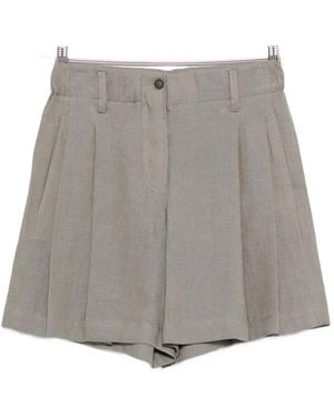 Brunello Cucinelli Tailored Linen Bermuda Shorts With Double Pleats - Grey