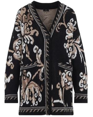Etro Wool Jacquard Cardigan - Black