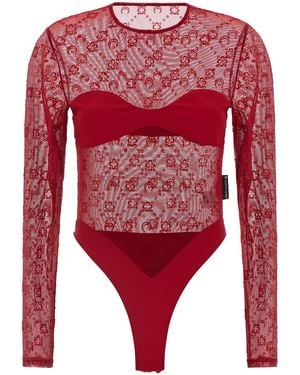 Marine Serre 'Moonogram' Bodysuit - Red