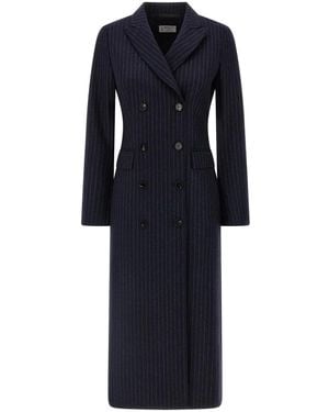 Alberto Biani Pinstripe Coat - Blue