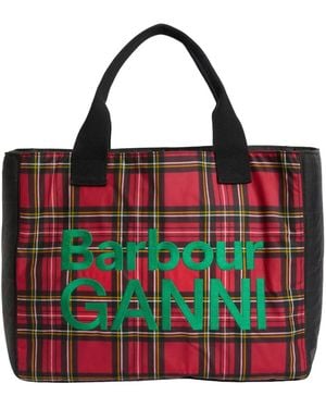 Barbour Waxed Cotton Tote Bag - Red