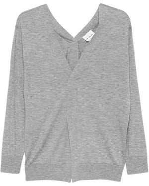 Sa Su Phi Front And Back V-Neck Sweater - Gray