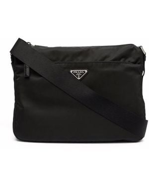 Prada Triangle Logo Shoulder Bag - Black