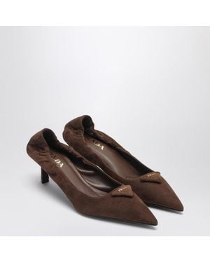 Prada Cocoa-Colored Suede Pumps - Brown