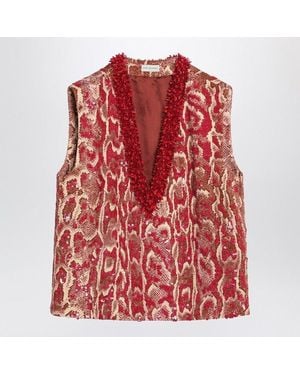 Dries Van Noten Sleeveless Top With Sequin Embroidery - Red