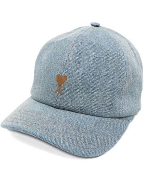 Ami Paris Ami De Coeur Denim Cap - Blue