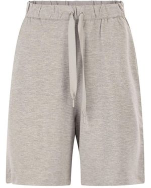 Majestic Stretch Viscose Bermuda Shorts With Drawstring Waist - Gray