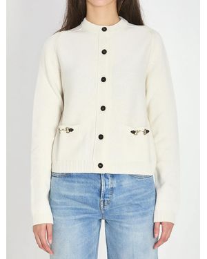 Gucci Cashmere Wool Cardigan With Morsetto - Blue