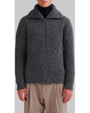 Roberto Collina Ribbed Zip Jacket - Grey