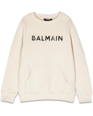 Balmain Logo Crewneck Sweatshirt - Natural