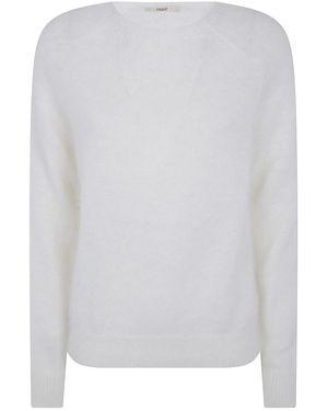 Nuur Boxy Long Sleeves Round Neck Jumper - White